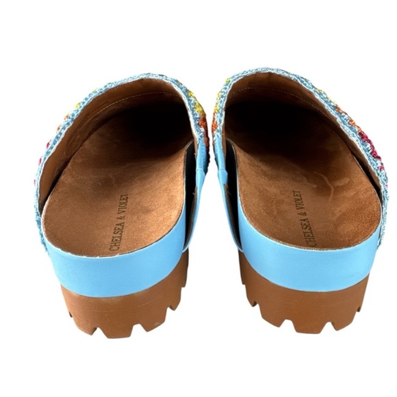 Chelsea & Violet Cleo Rainbow 🌈 Multicolor Crochet Mules Clogs NEW - Picture 2 of 3